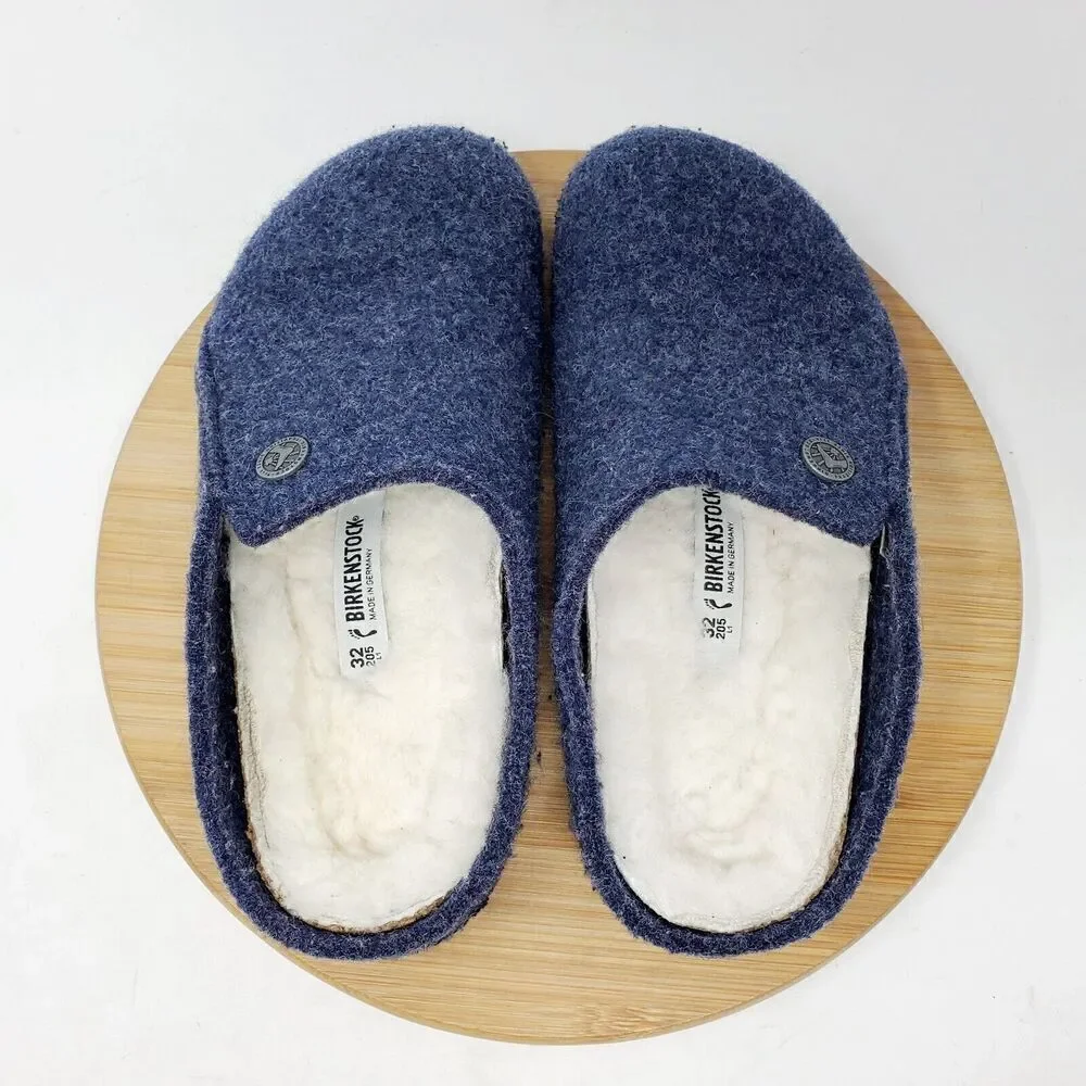 Birkenstock Zermatt‎ Shoes Kids 32 Blue Wool Slip On Mule Sandal Shearling